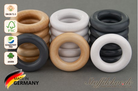 Holzring Außen-Ø 36 mm Beißring Naturholzring Greifring Buchenholzring Zahnring Makramee-Ring