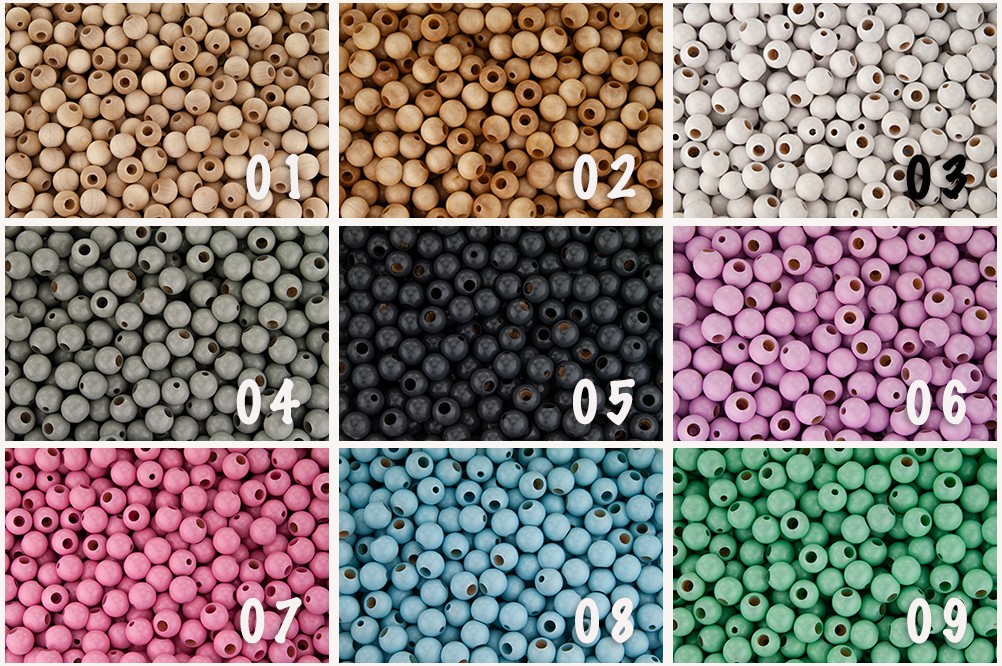 Holzperlen 10 Mm Im Mix | Holzperlen | Bastelmaterial Und Zubehör Für