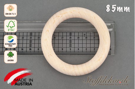 Holzring 85 mm Beißring Naturholzring Gebissring Greifring Buchenholzring Zahnring Makramee-Ring Zahnungshilfe Greiflinge