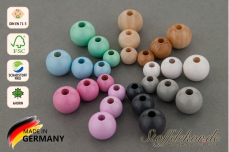 10 Holzperlen 8 mm Holzkugeln Bastelperlen Makramee-Perlen Babyperlen Rundperlen Fädelperlen Naturperlen aus Holz