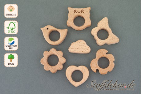 Motivperle Formperlen Fädelperlen Holzperlen Babyperlen Bastelperlen für Babyketten Schnullerketten Wagenketten