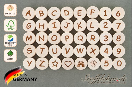 Buchstabenperlen 16 mm Buchstaben Scheiben Alphabet-Perlen A-Z Letters Namensperlen ABC Bastelperlen hölzerne Alphabet Perlen