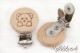 Holzclip mit Gravur-Motiv Fuchs Schnullerclip Babyclip Schnullerkettenclip Anhängerclip