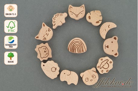 Motivperle Formperlen Fädelperlen Holzperlen Babyperlen Bastelperlen für Babyketten Schnullerketten Wagenketten