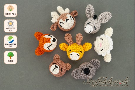 Häkelperlen Tiere Häkelkugeln Motivperlen gehäkelt Babyperlen Tiermotiven Bastelperlen Schnullerketten Baby-Spielzeug