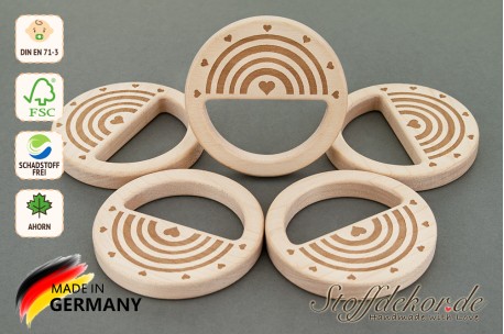 Beißanhänger Regenbogen Holzanhänger Greifring Zahnungshilfe Beißspielzeug Holzbeißring Greifling Beißkette Spielkette
