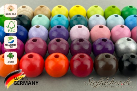 10 Holzperlen 16 mm Babyperlen Holzkugeln Bastelperlen für Babyketten Greiflinge Schnullerketten Kinderwagenketten