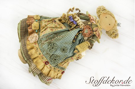 Kunstpuppe Vintage Doll Stoffpuppe Dekoration Puppe Trachtenpuppe Stoff Doll Shabby Puppe
