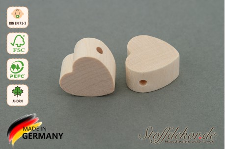 Motivperle Herz Holzperlen Babyperlen Formperlen Bastelperlen für Babyketten Greiflinge Schnullerketten Kinderwagenketten