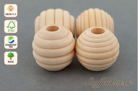 10 Rillenperlen 19 mm Bienenstock-Perlen Holzperlen Fädelperlen Bastelperlen Babyperlen für Greiflinge Babyketten Beißketten